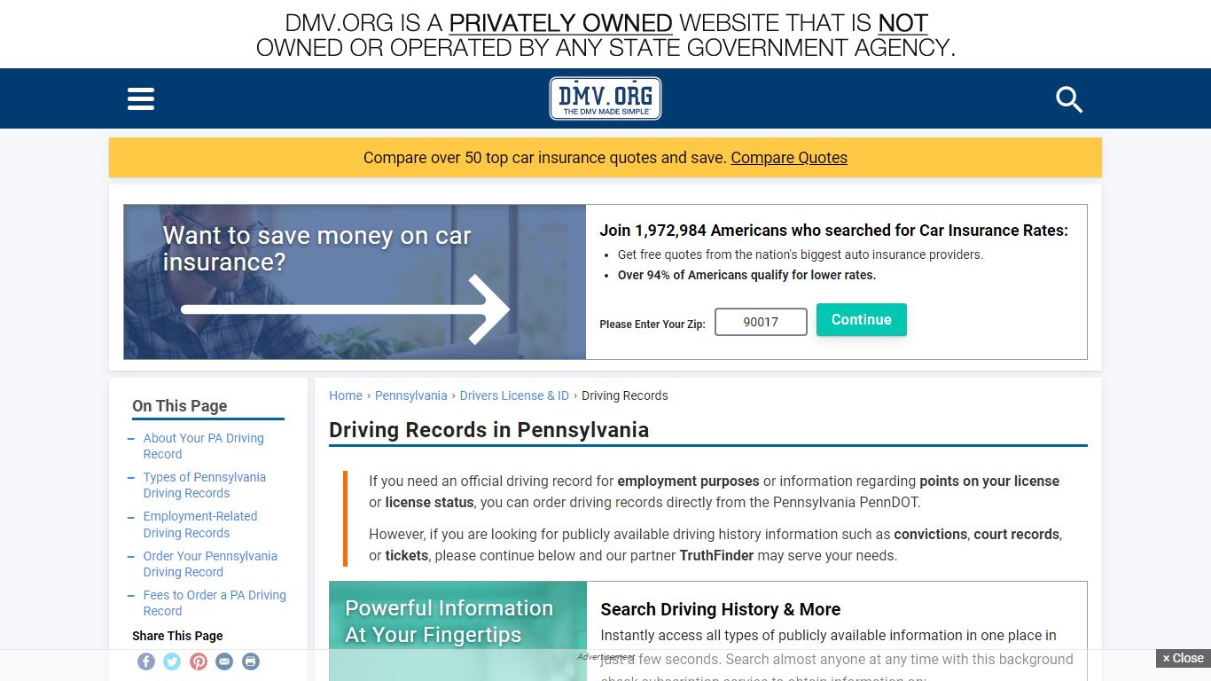 Pennsylvania Driving Records | DMV.ORG